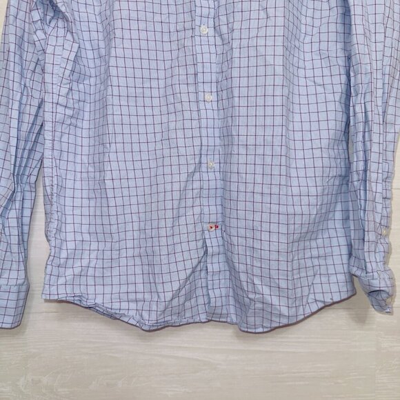 Tommy Hilfiger Blue Plaid Long Sleeve Slim Fit Button Up Dress Shirt size medium - Picture 5 of 6